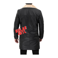 Manteau d'hiver personnalisé en cuir écologique à double boutonnage, 70% duvet, coupe-vent pour homme, poncho en fausse fourrure d'agneau, manteaux extra longs chauds