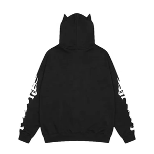 Vente en gros 100% coton pull à capuche court poids lourd sans ficelle ourlet brut conception surdimensionnée impression brodée personnalisée hiver - Product Image 2