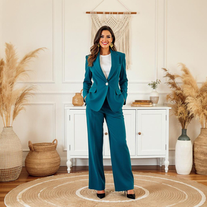 Wholesale Solid Color Suit Single Button Business <b>Office</b> Formal Women Suits Female Blazer Suit for Women - Product Image 4