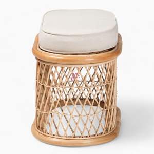 Repose-pieds en rotin ovale naturel salon entrée carré forme ronde assis pouf du Vietnam - Product Image 3