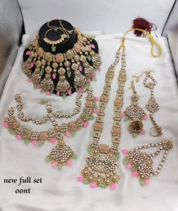 TRADITIONAL & FANCY ANTIQUE DESIGNER BRIDAL <b>JEWELLERY</b> GOLD PLATED and CZ ZIRCON BRIDAL WEDDING NECKLACE <b>SET</b> and FORWOMEN & <b>GIRL</b> - Product Image 2