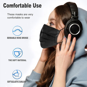 หน้ากากอนามัย3ชั้นสีดำแบบใช้แล้วทิ้งสายจมูกปรับได้ - Product Image 6