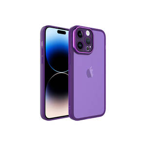 Coque de protection pour appareil photo en silicone transparent de luxe Netzy Deep Purple pour iPhone 14 Pro 7 Plus, style Ins, coques arrière avec placage - Product Image 1