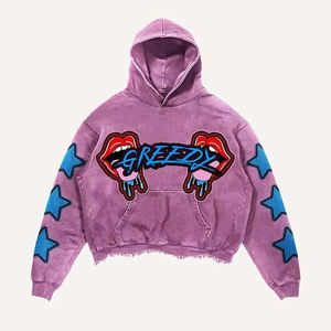 Sudadera con Capucha Bordada de Invierno 2024, Nueva, Pintada a Mano, Personalizada, para Hombre y Mujer, Corte Regular, Estilo Hip-hop, Y2k, K-Pop, Tinte Uniforme - Product Image 2