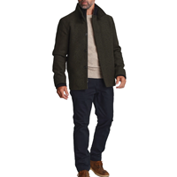 Trench-coat classique en laine mérinos à chevrons pour homme gris foncé pour l'automne et l'hiver-Premium Shacket
