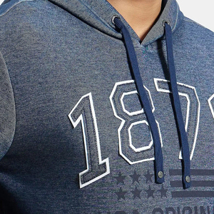 Sudadera con Capucha Unisex Azul Marino, Estampado 1876, Bolsillo Frontal, Informal, Transpirable, de Algodón French Terry, Corte Holgado, para Invierno - Product Image 6