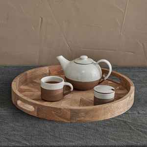 Plateau en bois pour le service et le stockage Support en bois Utilisation multifonctionnelle pour les accessoires de salle de bain et de cuisine - Product Image 1