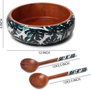 Ensaladera de madera pulida hecha a mano, cuenco para servir de madera orgánica de primera calidad con 2 cucharas, regalo de negocios de lujo ecológico - Product Image 2