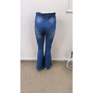 Jean taille haute à jambes larges pour femme avec détail boutonné sur le devant, 37733 - Bleu - Product Image 6