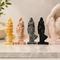 Figurine de spiritueux féminin en cristal naturel poli, sculptée, avec capuche, décoration d'Halloween, cadeau de cristal de guérison