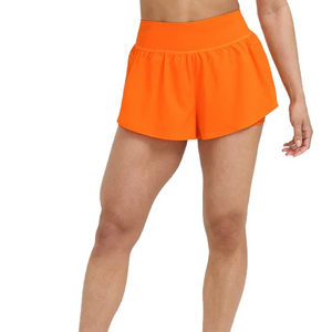 Short personnalisé double couche taille haute avec poche zippée Short léger en polyester pour la course à pied Jogging Yoga Short pour femme 2026 - Product Image 2