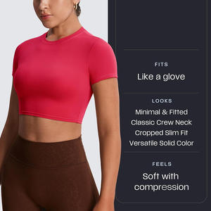 เสื้อครอปโยคะน้ำหนักเบาสำหรับผู้หญิงมีลายปักออกแบบได้ตามต้องการปรับขนาดและสร้างแบรนด์ได้ - Product Image 2