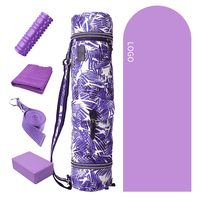 Ensemble de yoga complet pour débutants, kit de yoga 7 pièces comprenant un tapis de yoga de 6 mm d'épaisseur, des blocs, une sangle, un haltère