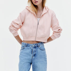 Sudadera con capucha recortada ajustada a la moda para mujer con bordado de impresión de logotipo personalizado Ropa informal personalizada Fabricante directo de fábrica OEM - Product Image 6