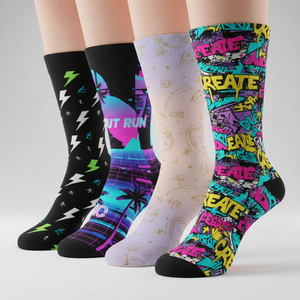 Chaussettes décontractées imprimées numériquement, respirantes, personnalisées avec votre design - Product Image 4