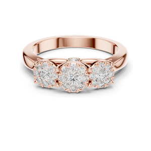 Bague à trois pierres en diamant de laboratoire de 0,496 carats pour femme, clarté VVS-VS EF, disponible en or rose, or jaune, or blanc et argent 925 - Product Image 3