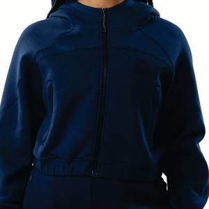 2024 mujeres bolsillo delantero de gran tamaño de lana interior Crop lujo sudaderas con capucha y Sudadera con capucha pulóver - Product Image 6