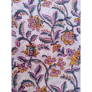 Base blanca multicolor Kalamkari bloque de mano impreso tela de algodón orgánico puro peinado para tapicería decoración del hogar - Product Image 4