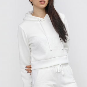 Sudadera con capucha frontal ecológica de algodón 100% de peso pesado para mujer de Color liso a la moda para ropa informal de invierno - Product Image 4