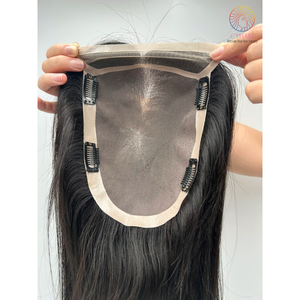 Vendedores de cabello de la mejor calidad 100% Cabello humano Topper Color negro 6X8 pulgadas Hecho de cabello natural humano virgen sin procesar Topper - Product Image 3