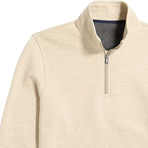 Sudadera de punto para hombre Index Apparel con cremallera de un cuarto, color beige liso, corte regular, cuello alto, informal para otoño - Product Image 3