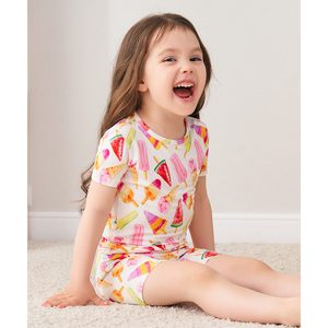 Conjuntos de Pijamas de Manga Corta para Niñas en Viscosa de Bambú, Estampado Floral Suave, Cintura Elástica con Cordón, para Uso Doméstico, ODM Disponible - Product Image 5