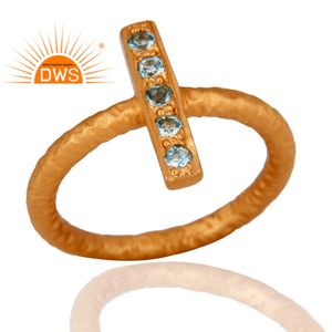 แหวนเงินแท้18K ชุบทองธรรมชาติพลอยบุษราคัมแหวนวางซ้อนกันได้เครื่องประดับแบบละเอียด - Product Image 2