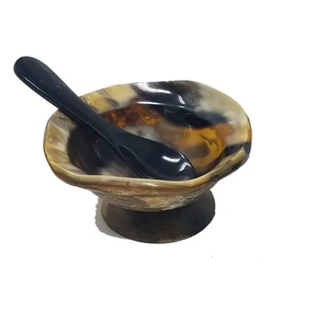 Bol à salade en corne de buffle avec cuillère graver poignée cuillère bols en corne multifonctionnels bol de service alimentaire le plus pur - Product Image 3