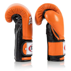Gants de boxe Muay Thai Fairtex sur mesure, entraînement de haute qualité, style mexicain, cuir orange, doigts complets - Product Image 2