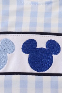 Mameluco azul marino Jonjon para bebé con bordado de personajes personalizados, atuendo infantil, ropa de algodón para bebé hecha a mano por el fabricante - Product Image 4