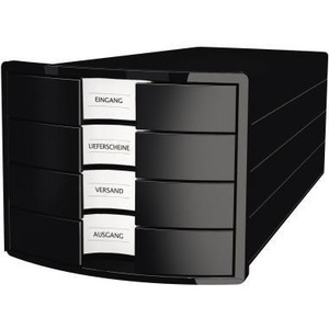 Black HAN Impuls 4-Drawer A4/C4 <b>Polystyrene</b> Storage <b>Box</b> for Office Documents - Product Image 1