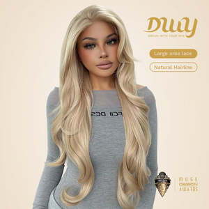 Mae-DWY 28-Inch Wavy Glueless <b>Lace</b> <b>Front</b> <b>Wig</b> for Women Transparent <b>Lace</b> Color - Product Image 3