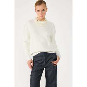 Suéter de Punto Casual para Mujer con Detalles Metálicos, Corte Holgado, Cuello con Lazo, Logotipo y Decoración con Patrón en la Parte Delantera, Talla XS, Corte Largo - Product Image 2