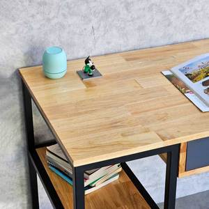 Modern Rubber Wood <b>Computer</b> <b>Desk</b> with Shelves and Drawers-130x60cm - Product Image 4