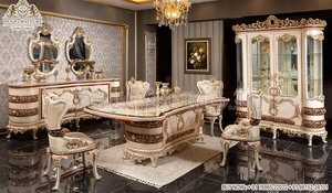 Ensemble de Table à manger noire Baroque haut de gamme, de Style roi américain, de qualité supérieure, sculpté à la main - Product Image 2