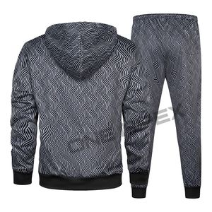 Conjunto de chándal estampado sublimado de dos piezas de alta calidad para hombre, chándales de entrenamiento con cremallera a la moda de invierno - Product Image 2
