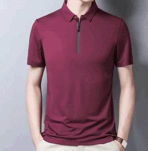 Summer New Fashion Men's Short-Sleeved for Shirt Handmade Knitted Cotton Bamboo Fiber Quick Dry Breathable High Quality - Product Image 5