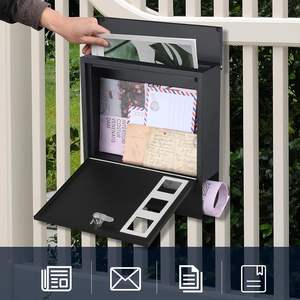 กล่องจดหมายติดผนังแบบทันสมัยที่กำหนดเองกล่องจดหมายแบบล็อคได้ทำจากอลูมิเนียมชุบสังกะสีมีความปลอดภัยสูง - Product Image 4