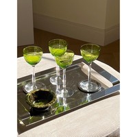 Ensemble de verres à vin en cristal Baccarat Nancy, deux verres couleur olive, faits à la main, écologiques, modernes, luxueux, personnalisés, légers, élégants