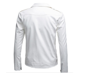 Blouson de moto en cuir PU pour hommes Blouson bombardier Biker en cuir Fuax classique et noir d'extérieur - Product Image 4