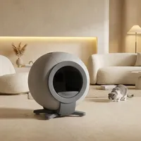 Kotak Pasir Kucing Otomatis Tertutup Bulat, Pembersihan Sendiri, Elektrik, Besar, Sensor Pintar, Kontrol Aplikasi