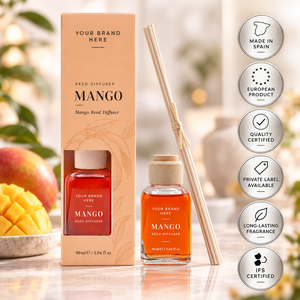Difusor de Aroma de Mango de Marca Privada 90ml OEM |   Fragancia Tropical Frutal para el Hogar |   Hecho en España, UE - Product Image 1