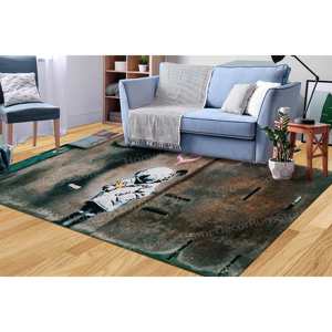 Tapis imprimé : design unique Banksy Space Girl & Bird, tapis en velours de luxe - Product Image 2