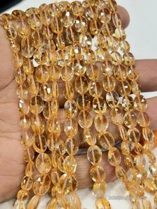 Perles de quartz citrine naturelles facettées de forme ovale, brin de 8 pouces, 6x8mm environ - Product Image 5