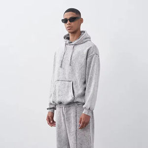 Conjunto de Sudadera y Pantalón de Chándal Acampanado de Algodón 100% con Lavado Ácido Personalizado 2025, de Secado Rápido, Estilo Vintage Urbano para Hombre, Colección Primavera - Product Image 5