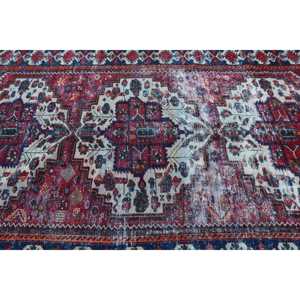 Tapis vintage, grand tapis turc 5,7x10,6 pieds, tapis en laine rouge et bleu à pois - Product Image 5