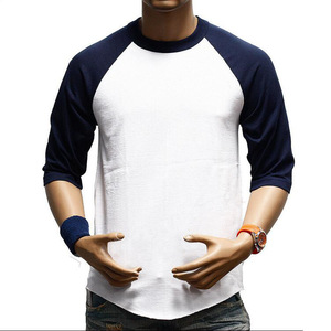 Camiseta de cuello redondo de manga raglán para hombre, ropa deportiva para gimnasio, 80 algodón, 20 poliéster, camiseta de béisbol de alta calidad, camiseta OEM - Product Image 6