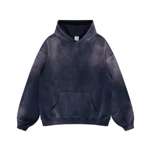 OEM prix bon marché vente en gros de haute qualité polaire lourde hommes sweat à capuche délavé conception vierge logo unisexe sweats à capuche décontractés expédition DDP - Product Image 1