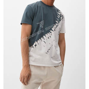 Camiseta de Manga Corta con Estampado Tie-Dye Retro de Moda Urbana para Hombre, Corte Regular, 240 GSM, 100% Algodón Tejido, Estampado Personalizado, Teñido en Dos Colores - Product Image 4