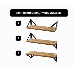 Juego Moderno de 3 Estantes Flotantes de Madera con Soportes de Hierro, Estantes de Pared para Ahorrar Espacio, Fácil Instalación en Casa u Oficina - Product Image 3